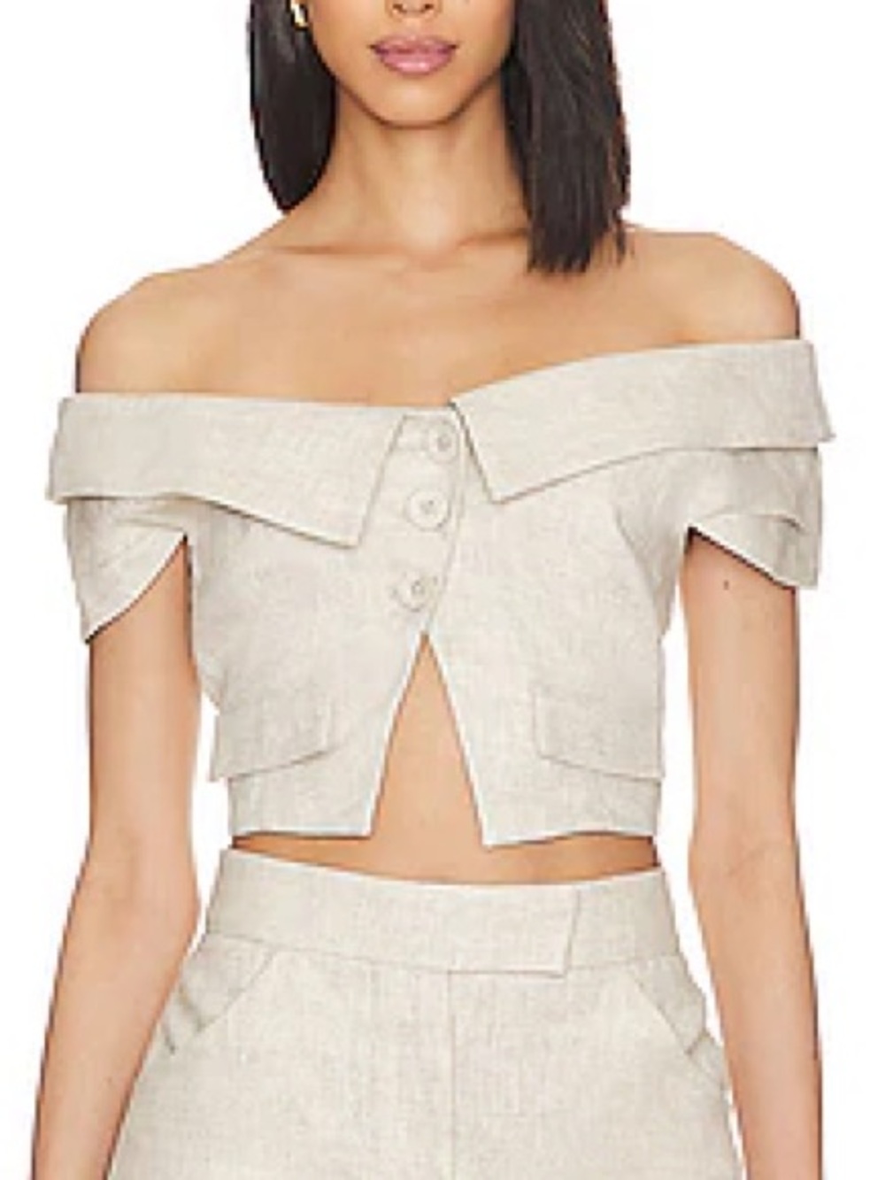L’Academie Off-the-Shoulder Crop Top